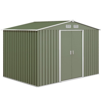Outsunny Metal Storage Shed Organizer, Garden Tool House with Vents and Sliding Doors for Backyard, Patio, Garage, Lawn