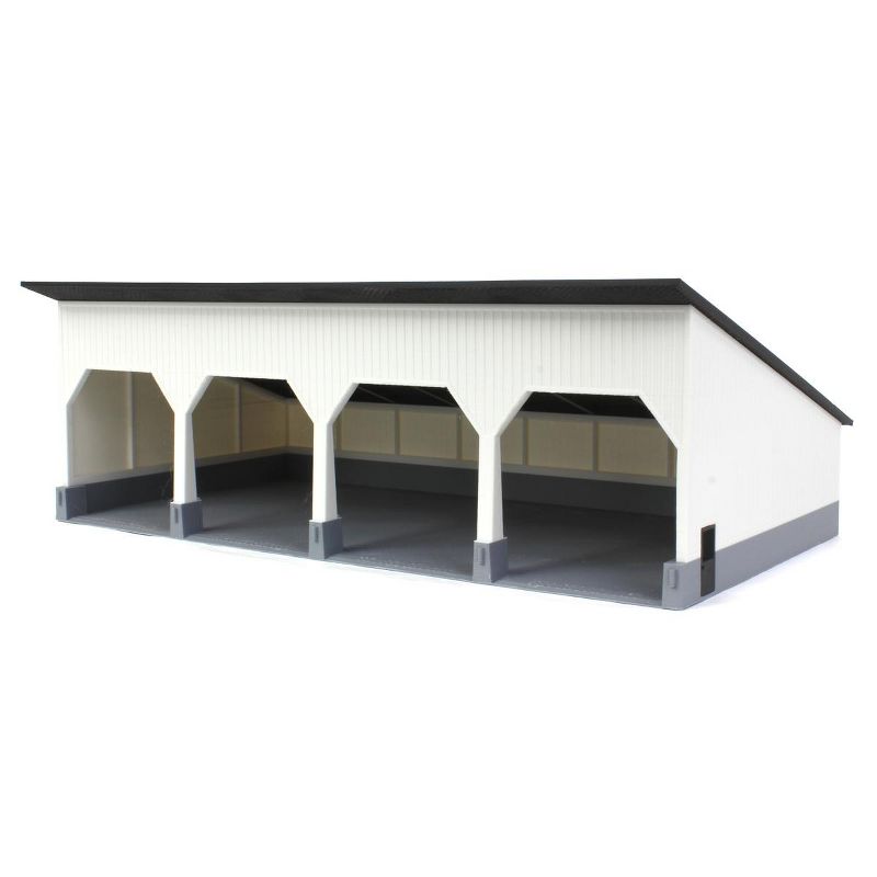 1/64 The Quad Bay 40ft x 80ft Cattle Shed, Black/White, 3D Printed Farm Model RW-17, 1 of 6