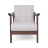 MAYEERTY Mid Century Modern Tufted Armchair, Beige Upholstery Brown Frame, Living Room Dining Room - 4 of 4