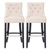 WestinTrends 29" Linen Tufted Buttons Upholstered Wingback Bar Stool (Set of 3) - 3 of 4