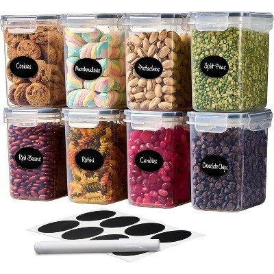 Paaaawaters Airtight Food Storage Container Set - 8 Pieces 1.4L - Plastic BPA Free Kitchen Pantry Storage