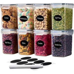 Paaaawaters Airtight Food Storage Container Set - 8 Pieces 1.4L - Plastic BPA Free Kitchen Pantry Storage - 1 of 4