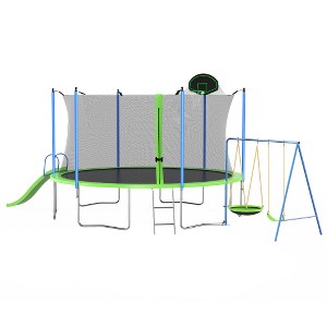UNISOAR 12/14 Ft Trampoline with Slide and Swings - 1 of 4