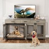 71" Double Dog Crate Furniture for 2 Dogs, Large Indoor Kennel with Removable Divider, 3 Drawers, Gray Side Table TV Stand. - 3 of 4