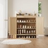 Rattan Shoe Cabinet, Boho Wooden Shoe Storage Organizer with Adjustable Shelves for Entryway, Hallway - 3 of 4