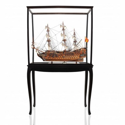 HomeRoots 69" Wood Brown Solid Wood Hand Painted San Felipe Large Floor Display Model Boat