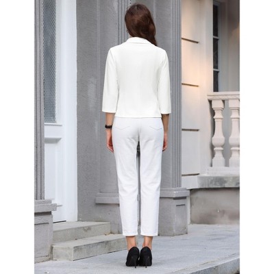 Женские пиджаки INSPIRE CHIC Women's 3/4 Sleeve Shawl Collar Open Front Lightweight Stretchy Blazer XX-Large White — фото 5
