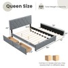 Costway Queen Upholstered Platform Bed with Twin XL Trundle and 2 Drawers Wooden Slats - 3 of 4