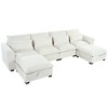 132" Linen Blend Modular U-Shaped Sectional Sofa with Solid Wood Frame, Two Ottomans with Hidden Storage - 3 of 4