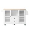 Homy Casa Kitchen Island with Storage Cabinets, Drawers, and Towel Racks on Wheels for Dining Room or Coffee Corner, White - 2 of 4