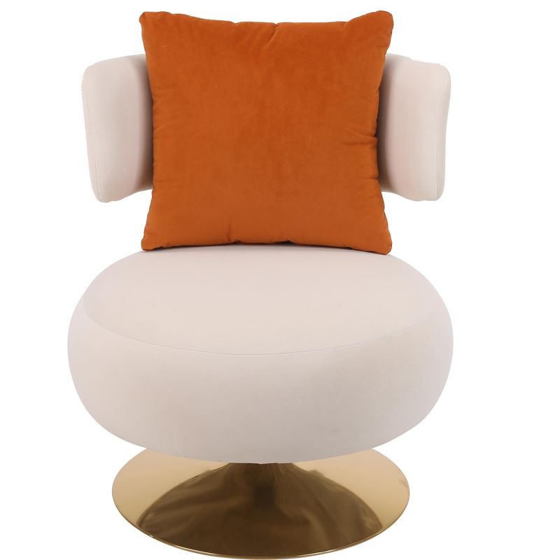 Round Teddy/Velvet Fabric Swivel Barrel Chair With Armrest - ModernLuxe, 5 of 11