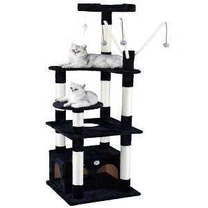 Go Pet Club 66" Cat tree Scratcher with Sisal Covered Posts and Dangling Toys F3031 - 1 of 2