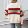 Coolmee Women's Fall Long Sleeve Oversized Striped Color Block Comfy Loose Crew Neck Knitted Pullover Sweater - 4 of 4