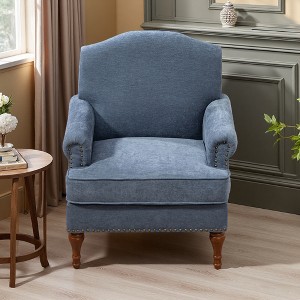 29.2" Chenille Accent Chair with Spring Cushion and Nailhead Trim - 1 of 4