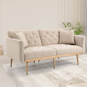 CAVINAS Loveseat Sofa with Metal Feet, Modern Convertible Sofa, Vintage Accent Sofa, Upholstered Sofa Couch for Living Room - 1 of 4