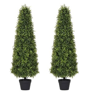 poetree 2.5/3/4 FT Artificial Boxwood Topiary Tree Potted Fake Tree Indoor & Outdoor Faux Plants Decor - 1 of 4