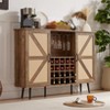 Bella Depot 55.11''W Faux Rattan Barn Door Wine Cabinet - 4 of 4