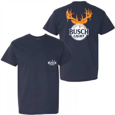 Adult Busch Light Antlers Front and Back Print Pocket T-Shirt