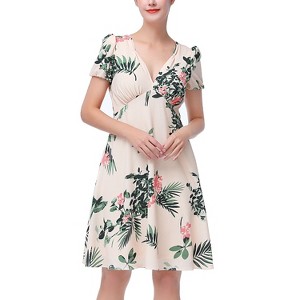 slim fit dress slacks V Neck Pleated Fit & Flare Dress | Fit and Flare main image 0
