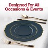 Smarty Had A Party Navy w/ Gold Rim Round Blossom Plastic Dinnerware Set - 40 Sets - 2 of 4