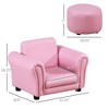 Infurnic Kids Sofas Wood Set with Footstool, Upholstered Armchair for Kids, Baby Sofa for Playroom, Pink, 21.25"*16.5"*16.25" - 3 of 4