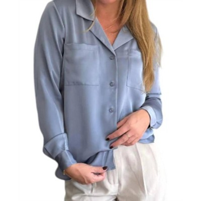 Women's Silky Long Sleeve Button Up Top - bobi