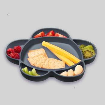 grabease Silicone Suction Plate, Baby & Toddler Self-Feeding, 6-Section Dish With Stay-Put Grip, BPA and Phthalates-Free