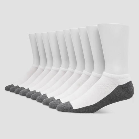 Men's Hanes Premium No Show Socks 10pk - White : Target