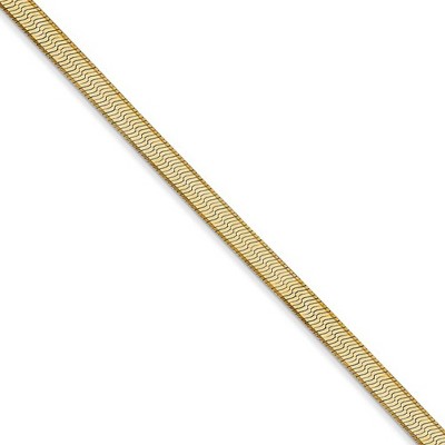 Black Bow Jewelry 3mm, 14k Yellow Gold, Solid Herringbone Chain Necklace