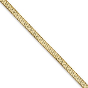 Black Bow Jewelry 3mm, 14k Yellow Gold, Solid Herringbone Chain Necklace - 1 of 4