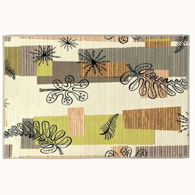 Homefires 50's Mod Fern Indoor Rug – Retro Modern Style, Soft & Durable, Easy to Clean Accent Rug for Living Room, Bedroom & More