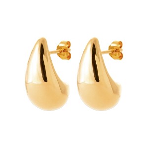 Saint Roman: Elegant 18k Gold-Plated Teardrop Stud Earrings with Butterfly Clutch for Everyday and Special Occasions - 1 of 3