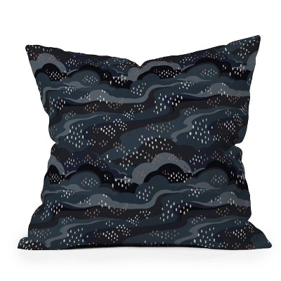 16"x16" Avenie Land and Sky Night Time Abstract Square Throw Pillow Blue - Deny Designs