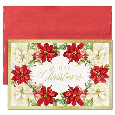 Masterpiece Studios Holiday Collection Petite Cards 16 Cards/Envelopes, Floral Tradition, 4" x 6" (955900)