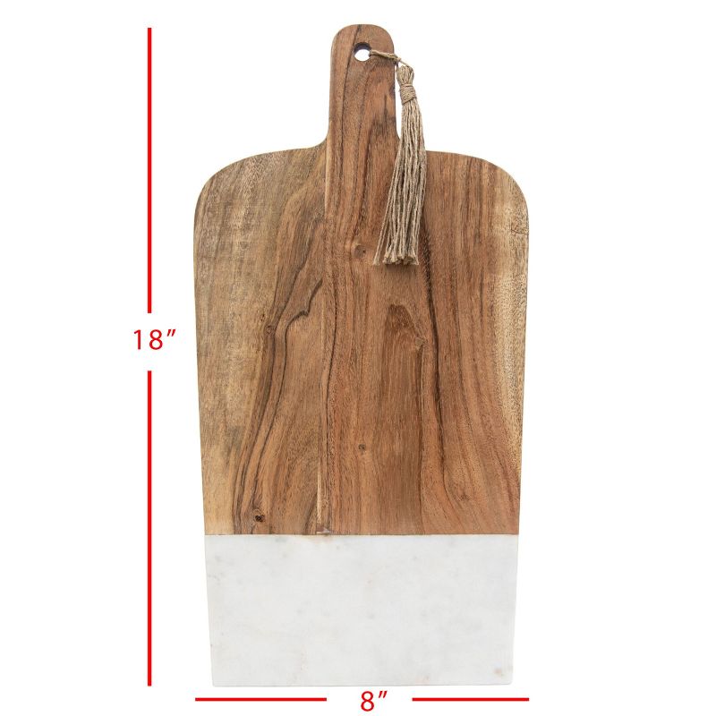 Medium White Wood, Marble & Jute Cutting Board - Foreside Home & Garden, 4 of 7