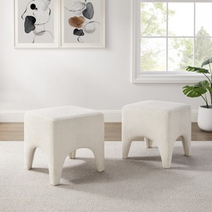 VANOMi Set of 2 Boucle Upholstered Ottomans–Footrests, Makeup Stools, Shoe Benches - 1 of 4
