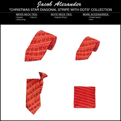 Jacob Alexander Boys' Prep Christmas Star Diagonal Stripe with Dots Regular Self-Tie Neck Tie - image 2