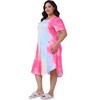 Agnes Orinda Women's Plus Size V-Neck Tie-Dye Curved Hem Short Sleeve Sleepdress - 3 of 4