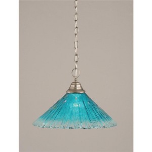 Toltec Lighting Any 1 - Light Pendant in  Brushed Nickel with 16" Teal Crystal Shade - 1 of 1