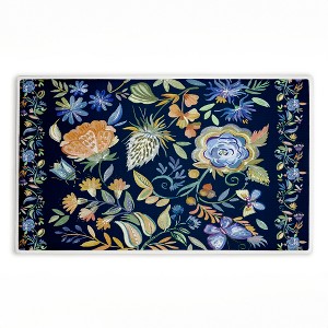 Stupell Industries Painted Blue Floral On Black Printed Plush Bath Mat And Bath Rug, Design By Ani Del Sol, 18"X30" - 1 of 4