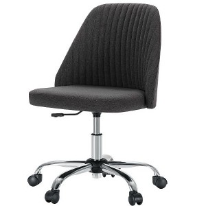 CAVINAS Height Adjustable Home Office Desk Chair with Curved Backrest, Ergonomic Armless Office Chair, 360° Swivel Vanity Chair with Wheels - 1 of 4