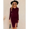 Maternity Cable Knit Sweater Long Sleeve Bodycon Dress V Neck Fall Casual Slit Midi Dress Baby Shower Photoshoot Belt - 4 of 4