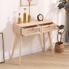 HOMLUX Rattan Console Table Entryway Side Table with 2 Rattan Drawers,Black/Natural - 2 of 4