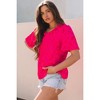 Amaryllis Women’s Tonal Animal Print Short Sleeve V-Neck Top Ruffle Trim Lightweight Semi-Sheer Casual Blouse- X Large ,Pink - 2 of 4