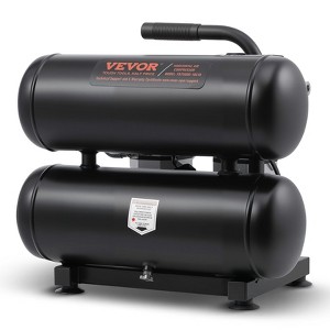 VEVOR Air Compressor,4.6 Gallon Steel Tank, 1HP 2.2 CFM@90 PSI Oil Free Air Compressor&Max. 120PSI Pressure,80dB Ultra Quiet Portable Compressor,Black - 1 of 4