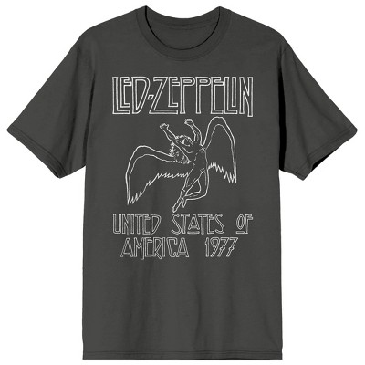 Led Zeppelin Falling Icarus 1977 Crew Neck Short Sleeve Charcoal Men's ...