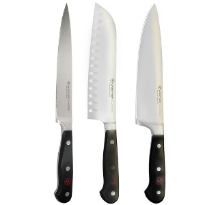 Wusthof Classic 6" Utility Knife with Classic 7" Hollow Edge Santoku Kitchen Knife and Classic 8" Chef's Knife - 1 of 4