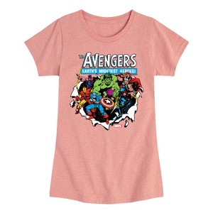 Girls' - Marvel - Avengers Paper Rip Fitted Short Sleeve Graphic T-Shirt - 1 of 4