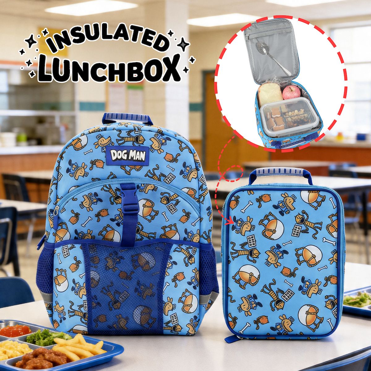 Dog Man 2-Piece 16" Youth Premium Backpack & Lunch Kit Set For School Boys and Girls - thumbnail 4