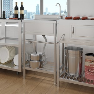 Commercial Stainless Steel Utility Sink - Heavy Duty w/Faucet & Storage for Kitchen/Garage/Workshop - 1 of 4